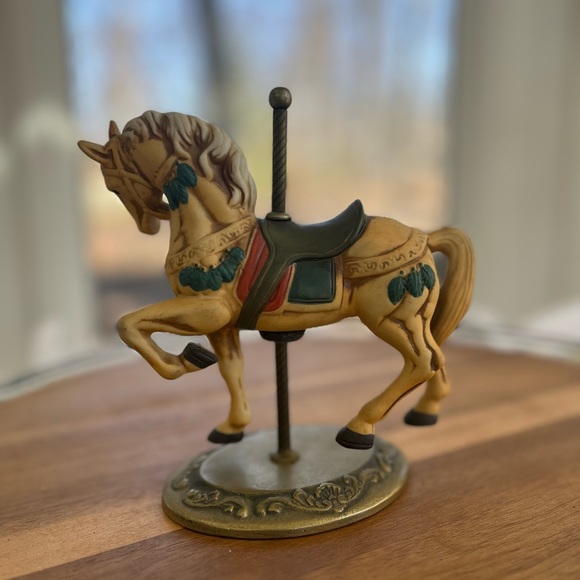 carousel horse Standing Figurine Brass Base Vintage Decor - Picture 5 of 6
